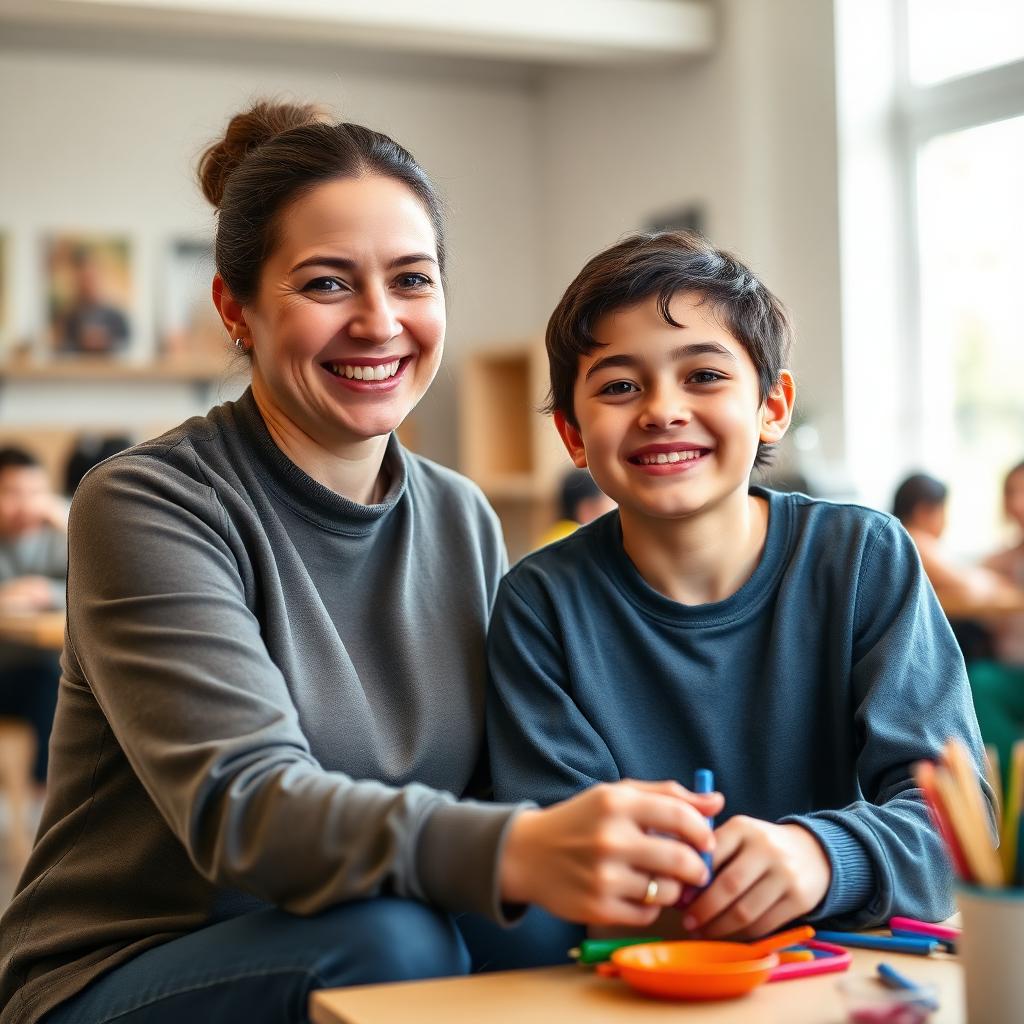 UAW support worker engaging with a young person during a program activity